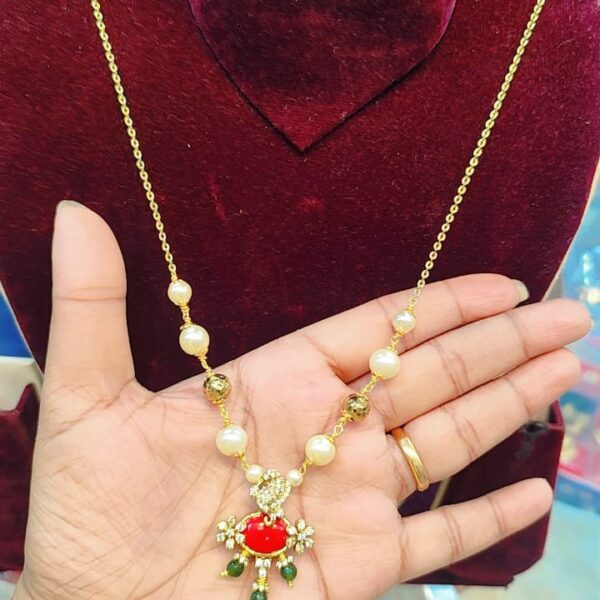 high quality.. Designer pagadam stone pearls chain with nakshi ball.