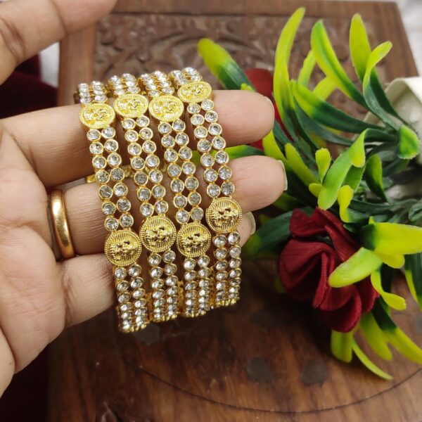 gold finished lakshmi devi stone bangles..