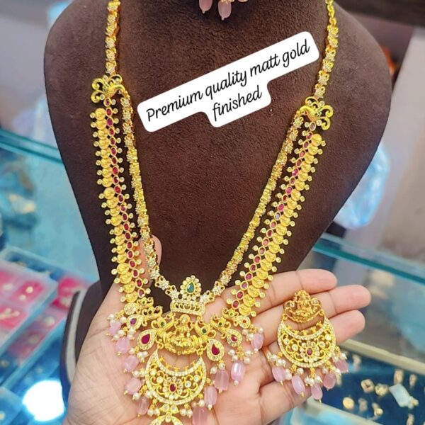 high quality.. Matt gold finished lakshmi devi double step haram