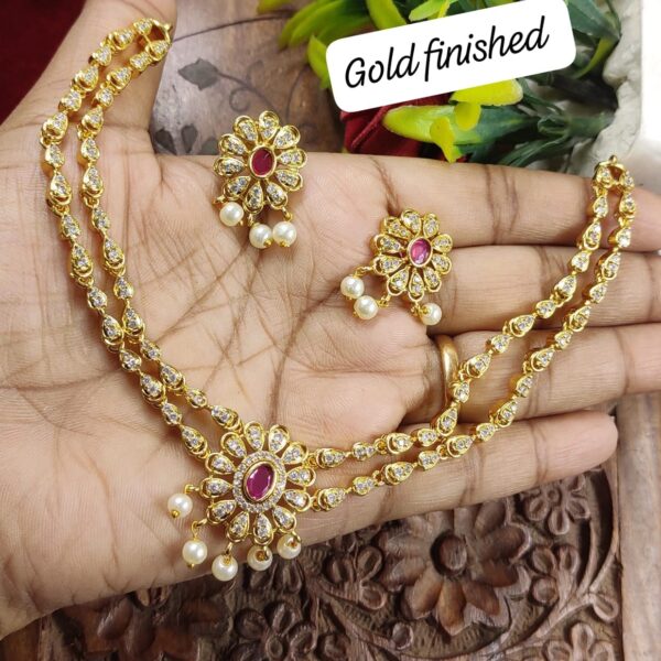 high quality gold finished double step necklace...