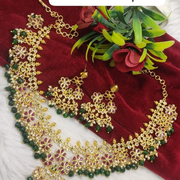 high quality...gold finished ..ruby stone Gutta poosalu necklace