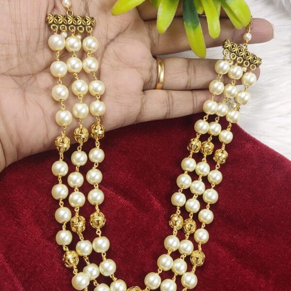 high quality..3 step nakshi balls pearls chain..