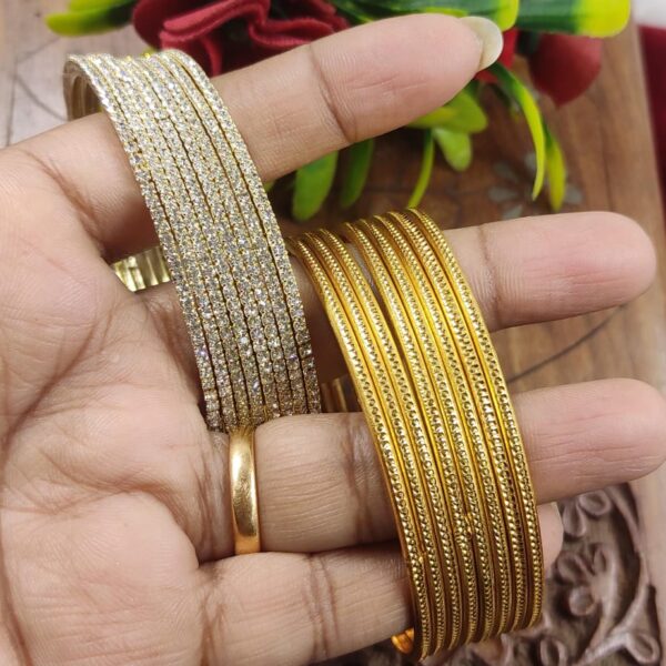 bangles gold finished bangles+ stones bangl s..(8+8)..