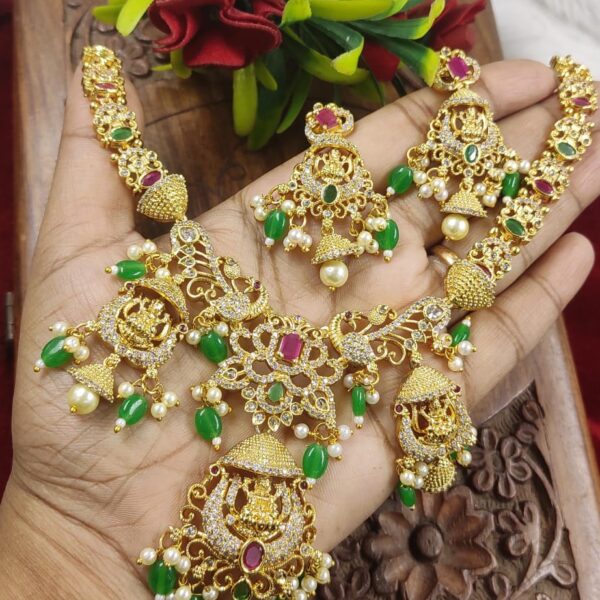 high quality matt gold finished lakshmi devi necklace..