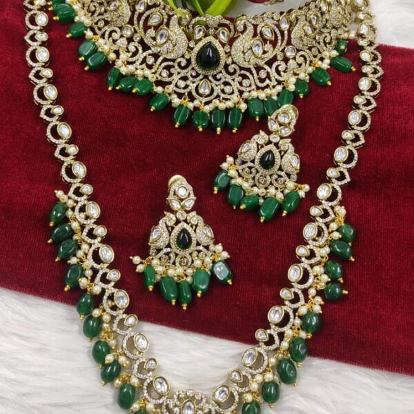 high quality..kundan stone mehendi finished combo set.